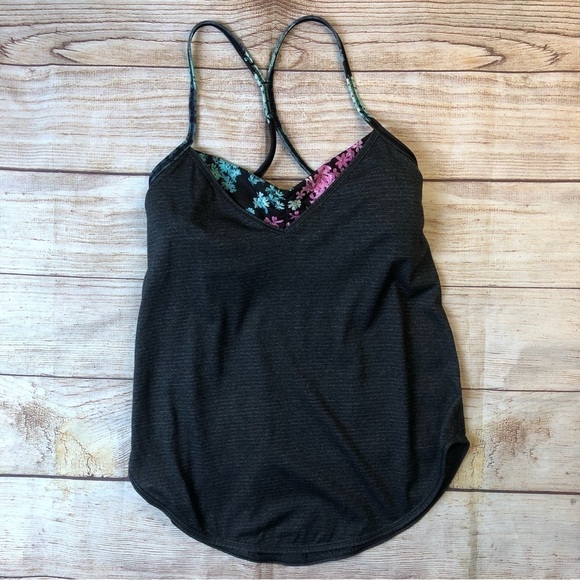 Lululemon Roll Out Tank - Heathered Black / Petal Pop Multi / Black - Picture 1 of 6